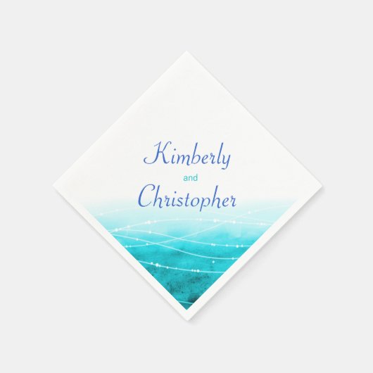 輝色彩の鮮やかく海の青い水の白い紙ナプキン スタンダードカクテルナプキン (角)