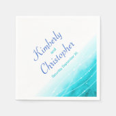 輝色彩の鮮やかく海の青い水の白い紙ナプキン スタンダードカクテルナプキン (正面)