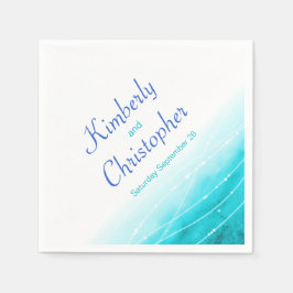 輝色彩の鮮やかく海の青い水の白い紙ナプキン スタンダードカクテルナプキン