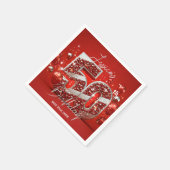 輝鮮やかかしいルビーレッドとシルバー50誕生日 スタンダードカクテルナプキン (角)