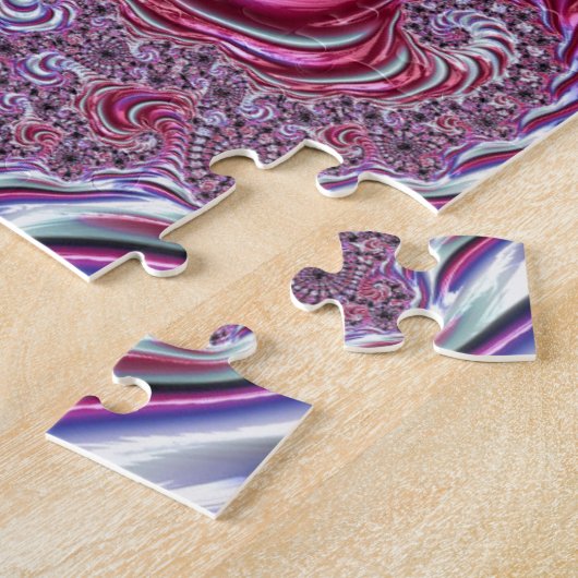 輝鮮やかく溝状のトリップ(幻覚体験)のような渦巻きフラクタル芸術 ジグソーパズル (側面)