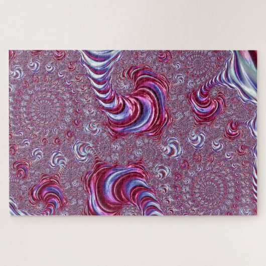 輝鮮やかく溝状のトリップ(幻覚体験)のような渦巻きフラクタル芸術 ジグソーパズル (横)