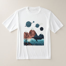 輪と衛星を持つ架空の惑星 Tシャツ