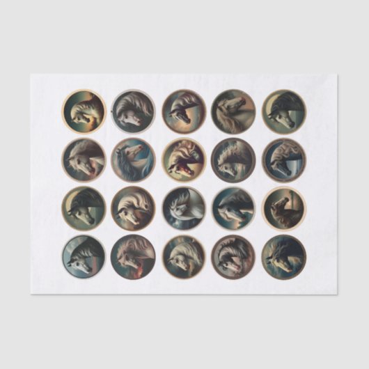 輪になった豪華な馬の頭 薄葉紙 (正面)