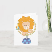 輪の中を飛び跳ねるサーカス・ライオン カード (正面)