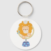 輪の中を飛び跳ねるサーカス・ライオン キーホルダー (正面)