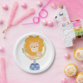 輪の中を飛び跳ねるサーカス・ライオン ペーパープレート (パーティー)