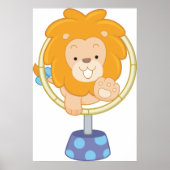 輪の中を飛び跳ねるサーカス・ライオン ポスター (正面)