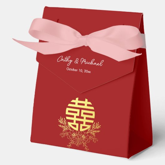 輪の二重の幸福の中国の結婚花 フェイバーボックス (正面)