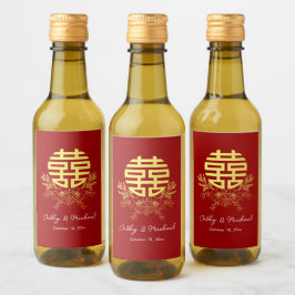 輪の二重の幸福の中国の結婚花 ワインラベル