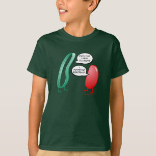 輪ゴムおよびゼリー菓子のおもしろいでかわいい子供の韻 Tシャツ