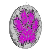 輪郭のあるピンク色の犬の足 ダーツボード (正面左)