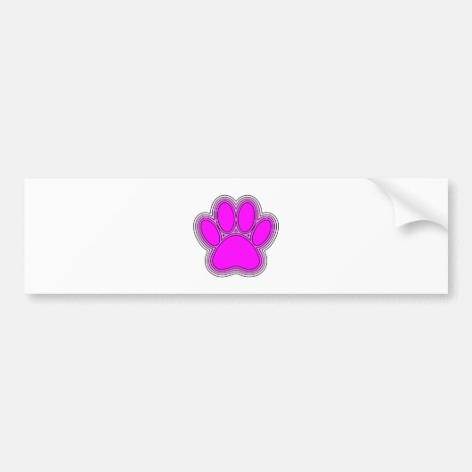 輪郭のあるピンク色の犬の足 バンパーステッカー (正面)