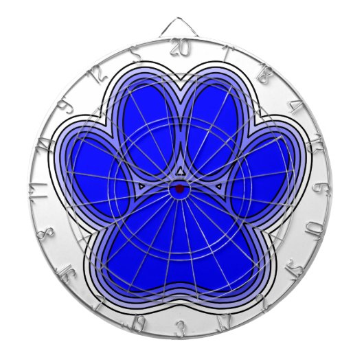 輪郭のある青い犬の足 ダーツボード (正面)