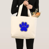 輪郭のある青い犬の足 ラージトートバッグ (正面(商品))