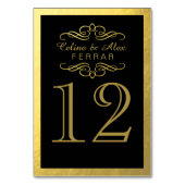 輪郭のテーブルとの渦巻形のな華麗さは|の黒に番号を付けます テーブルナンバー (裏面)