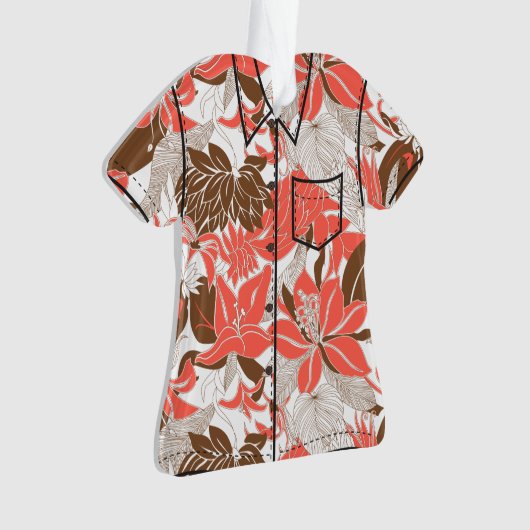 輪郭のハワイ熱帯ユリのプロテアのアロハワイシャツ オーナメント (正面)