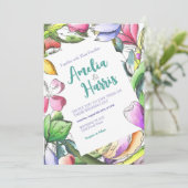 輪郭の付いたカラフル花をカスタマイズする 招待状 (スタンド正面)