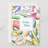 輪郭の付いたカラフル花をカスタマイズする 招待状 (裏面)