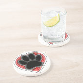 輪郭の付いた赤いハートの犬の足 コースター (側面)