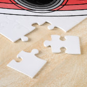 輪郭の付いた赤いハートの犬の足 ジグソーパズル (側面)