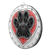 輪郭の付いた赤いハートの犬の足 ダーツボード (正面右)