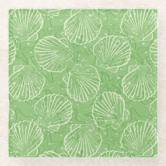 輪郭の貝殻 ガラスコースター (正面)