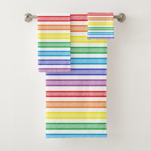 輪郭を描かれたストライプな虹 バスタオルセット (インサイチュ)
