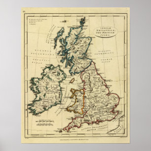 輪郭を描かれる境界のイギリス諸島 ポスター