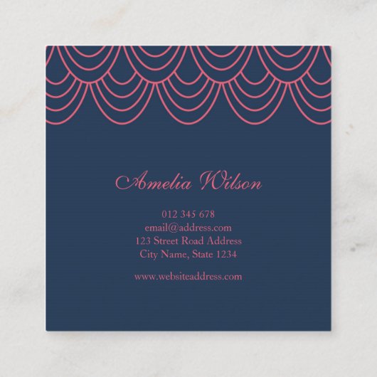 輪郭スタイリッシュピンクと青の幾何学的パターン スクエア名刺 (裏面)