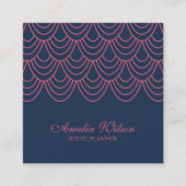 輪郭スタイリッシュピンクと青の幾何学的パターン スクエア名刺 (正面)