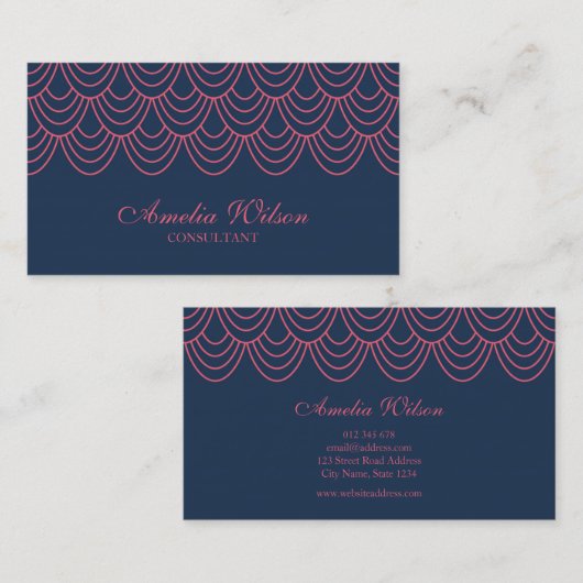 輪郭スタイリッシュピンクと青の幾何学的パターン 名刺 (正面/裏面)