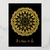 輪郭マンダラ – ヴィンテージスタイル1 箔招待状ポストカード (正面)