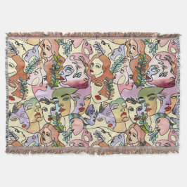 輪郭モダン線ドードルスケッチアート スローブランケット