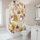 輪郭付き水彩シームレスパターン シャワーカーテン (インサイチュ)