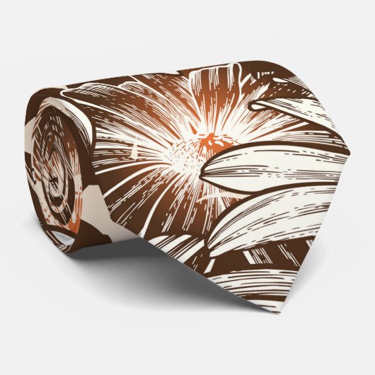 輪郭付き水彩ヴィンテージ花模様 ネクタイ (ロール)