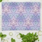 輪郭加工ラベンダー幾何星迷路パターン キッチンタオル (折り畳み)