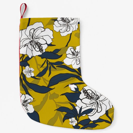 輪郭花ヴィンテージイラストレーション。シーム スモールクリスマスストッキング (正面)