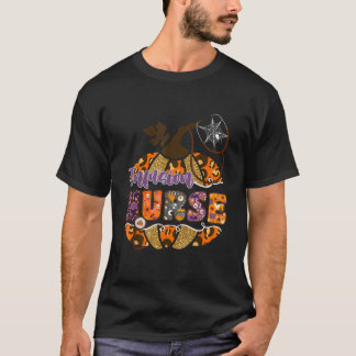 輸液ナース聴診器レオパードハロウィーンポンプ Tシャツ