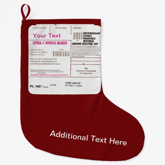 輸血バッグ ラージクリスマスストッキング (正面)