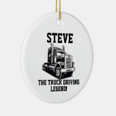 輸送おもしろいセミトラック駆動名前をカスタムする セラミックオーナメント (右)