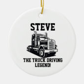 輸送おもしろいセミトラック駆動名前をカスタムする セラミックオーナメント (正面)