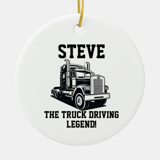 輸送おもしろいセミトラック駆動名前をカスタムする セラミックオーナメント (正面)