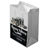 輸送おもしろいセミトラック駆動名前をカスタムする ミディアムペーパーバッグ (正面アングル)