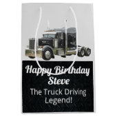 輸送おもしろいセミトラック駆動名前をカスタムする ミディアムペーパーバッグ (正面)