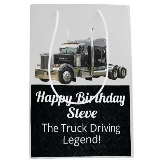 輸送おもしろいセミトラック駆動名前をカスタムする ミディアムペーパーバッグ (正面)