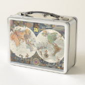 輸送のAeriens Internationauxの世界地図 メタルランチボックス (裏面)