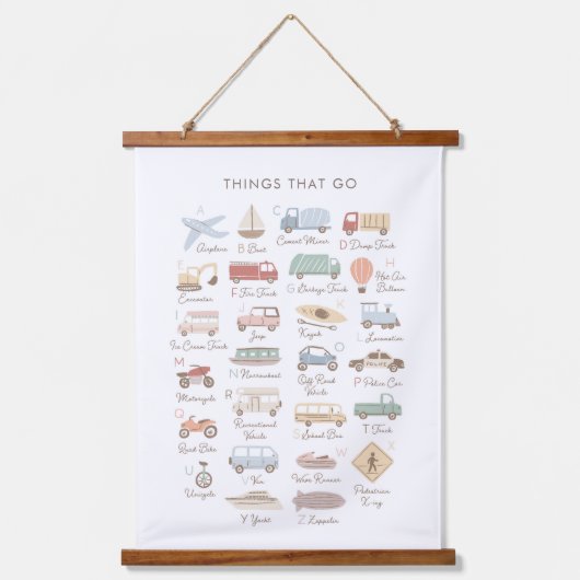 輸送アルファベットABCキッズルームデコール 吊り下げ型タペストリー (正面)