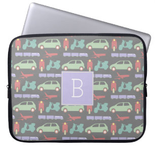 輸送カラフル移動アイコンのモードMonogram ラップトップスリーブ