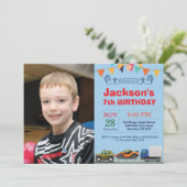 輸送カートラック誕生日写真招待状 招待状 (スタンド正面)